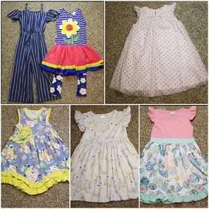 Lot of 6 girls youth dresses romper outfit sz 7